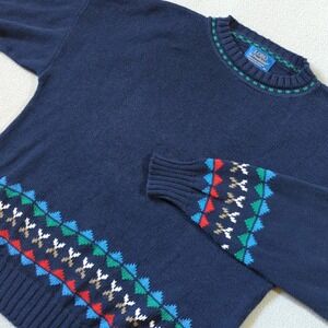 Lobo by Pendleton Vintage Mens‎ Medium Navy Blue Geographic Pattern Sweater USA
